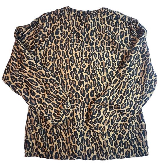 Vintage Robert Stock Blouse Women Medium Leopard Print All Over Silk Long Sleeve - Picture 6 of 9
